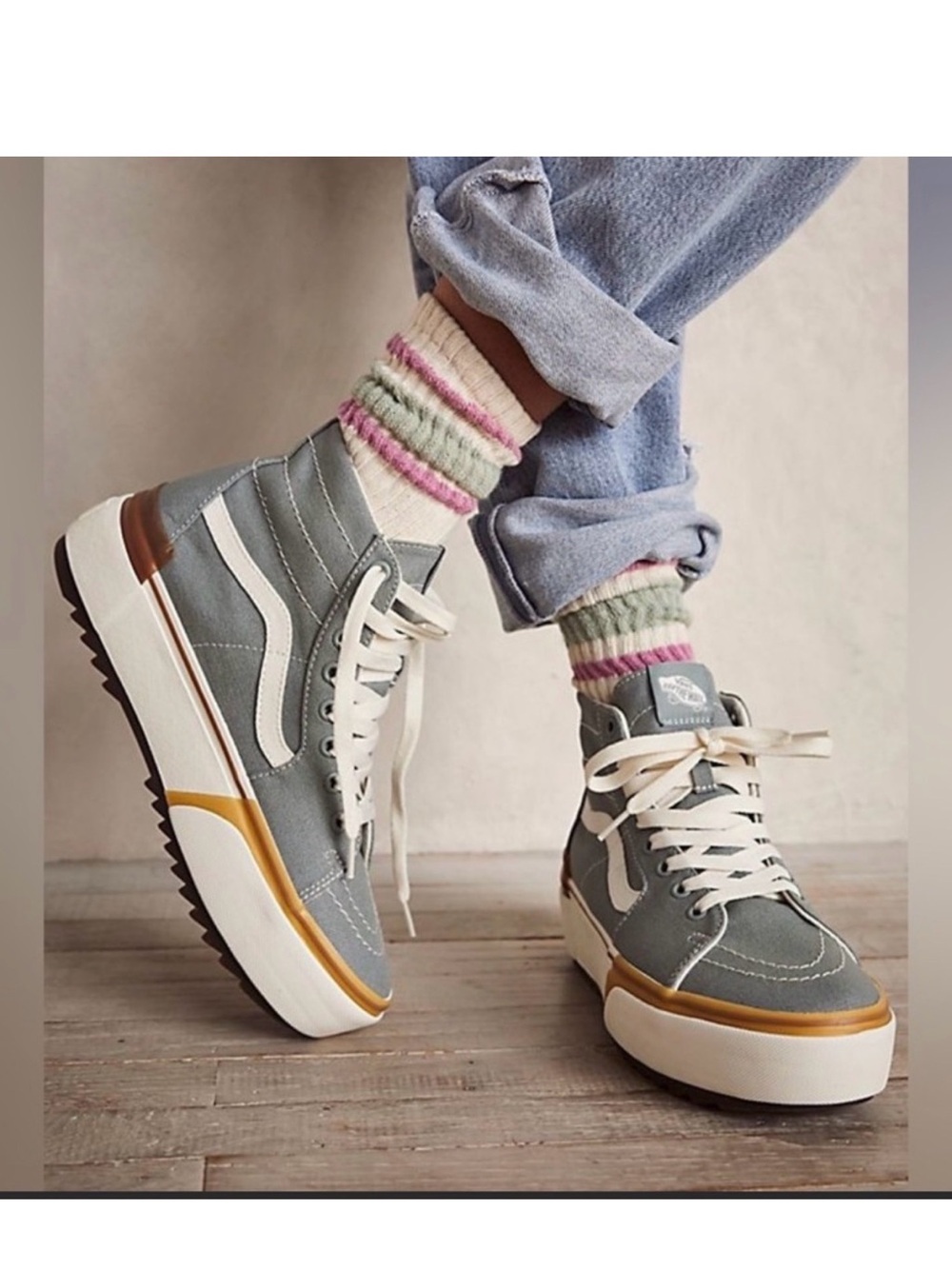 Vans SK-8 Hi Top Tapered Stacked Platform Blue Unisex Sneakers Sz W 5 M 3.5 NWT